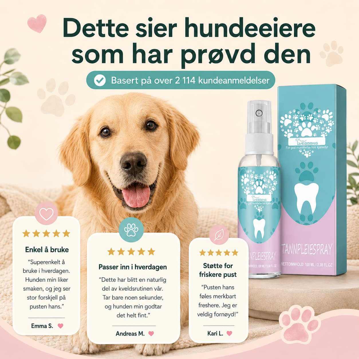 Dental care spray for dogs